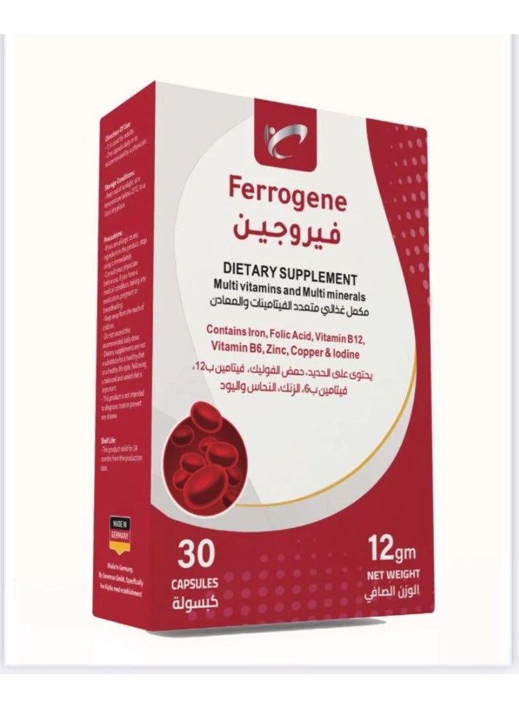 فيروجين مكمل غذائي متعدد الفيتامينات والمعادن 30 كبسولة